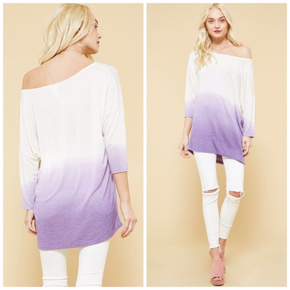 LAST 1!  🦄 Dip Dye Lilac 3qtr Sleeve Soft Tunic! - Picture 2 of 4